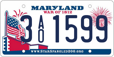 MD license plate 3AO1599
