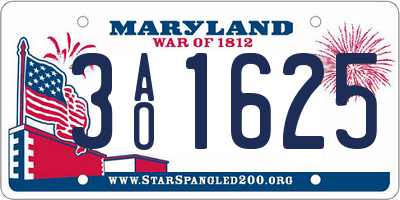 MD license plate 3AO1625