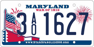 MD license plate 3AO1627