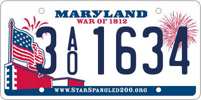 MD license plate 3AO1634