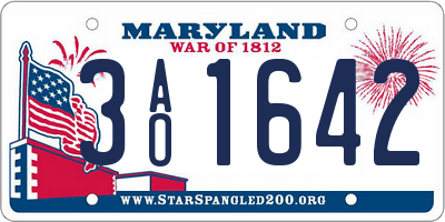 MD license plate 3AO1642