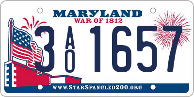 MD license plate 3AO1657