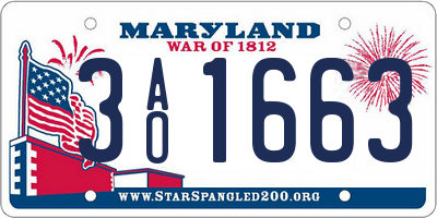 MD license plate 3AO1663