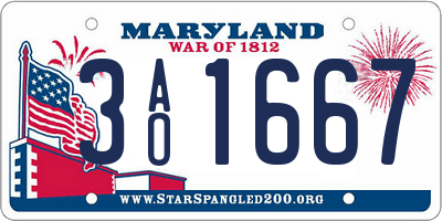 MD license plate 3AO1667