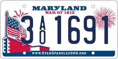 MD license plate 3AO1691