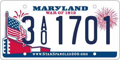 MD license plate 3AO1701