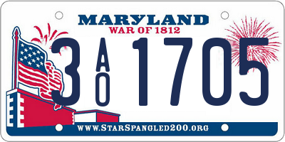 MD license plate 3AO1705