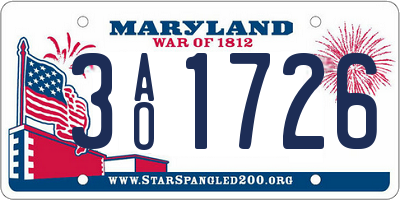 MD license plate 3AO1726