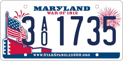 MD license plate 3AO1735