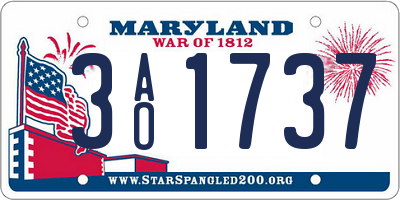MD license plate 3AO1737