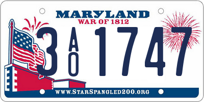MD license plate 3AO1747