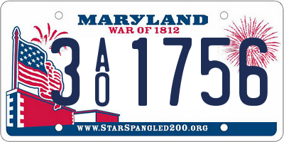MD license plate 3AO1756