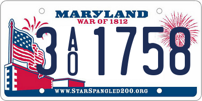 MD license plate 3AO1758
