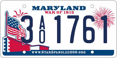 MD license plate 3AO1761