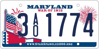 MD license plate 3AO1774