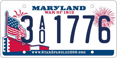 MD license plate 3AO1776