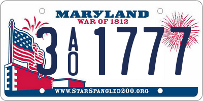 MD license plate 3AO1777