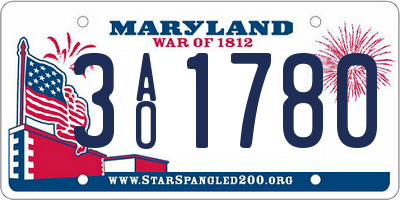 MD license plate 3AO1780