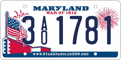 MD license plate 3AO1781