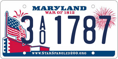MD license plate 3AO1787