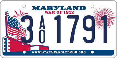 MD license plate 3AO1791