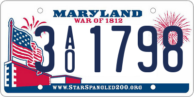 MD license plate 3AO1798