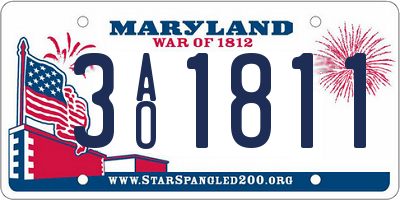 MD license plate 3AO1811