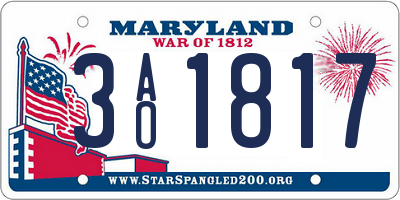 MD license plate 3AO1817