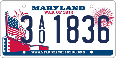 MD license plate 3AO1836