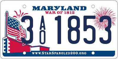 MD license plate 3AO1853