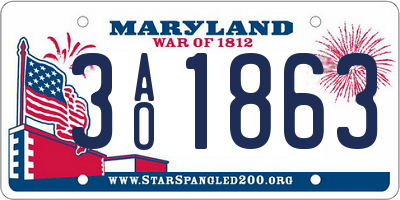 MD license plate 3AO1863