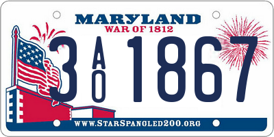 MD license plate 3AO1867
