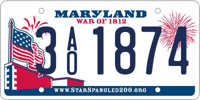 MD license plate 3AO1874