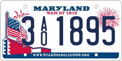 MD license plate 3AO1895