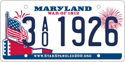 MD license plate 3AO1926