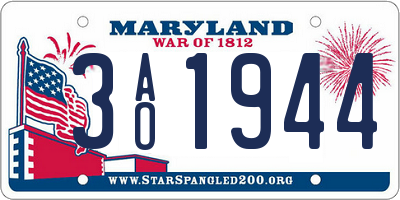 MD license plate 3AO1944