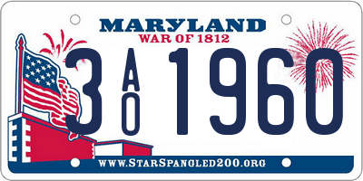 MD license plate 3AO1960
