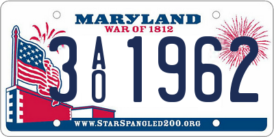 MD license plate 3AO1962