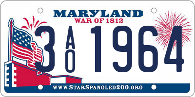 MD license plate 3AO1964