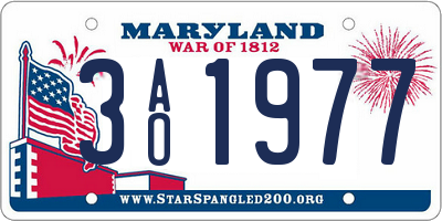 MD license plate 3AO1977