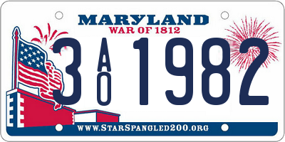 MD license plate 3AO1982