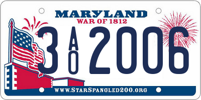 MD license plate 3AO2006