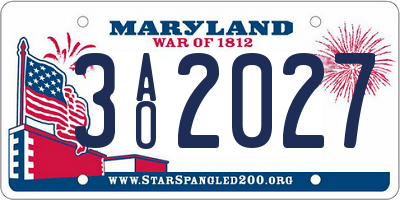 MD license plate 3AO2027