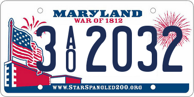 MD license plate 3AO2032