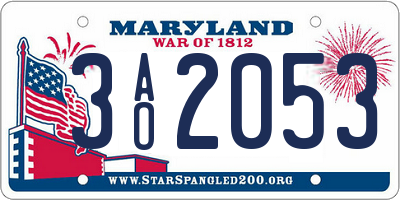 MD license plate 3AO2053