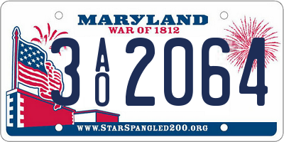 MD license plate 3AO2064