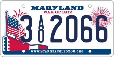 MD license plate 3AO2066