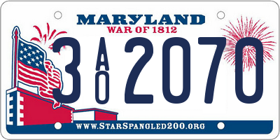 MD license plate 3AO2070