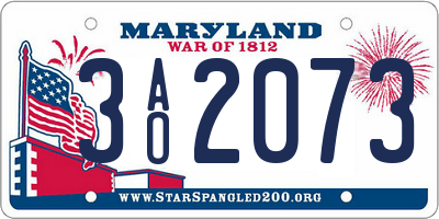 MD license plate 3AO2073