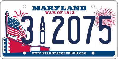 MD license plate 3AO2075